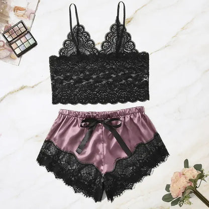 Lace Satin Nightwear Set