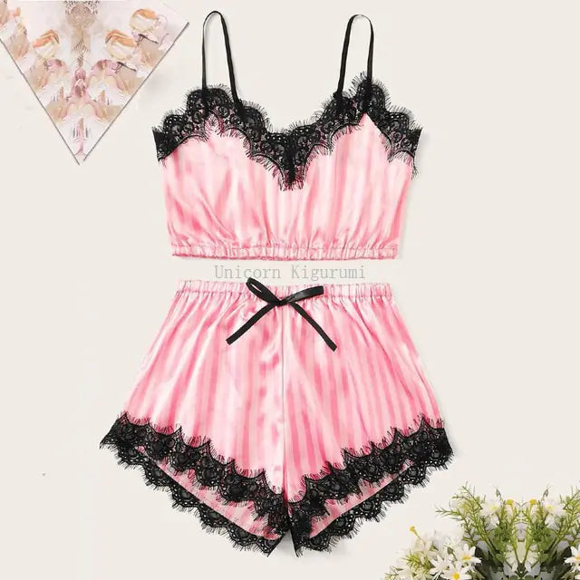 Lace Satin Nightwear Set