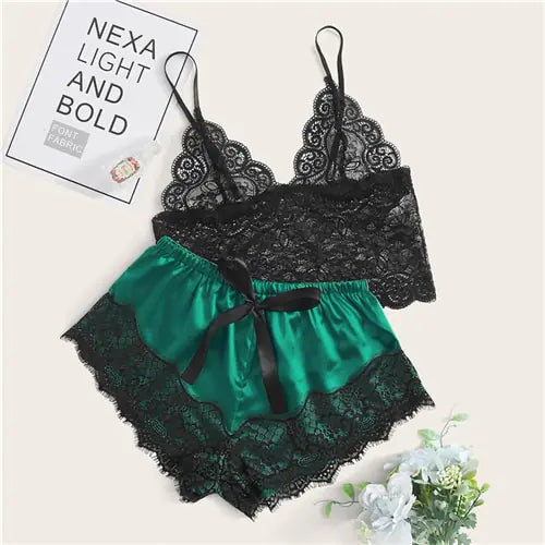 Lace Satin Nightwear Set