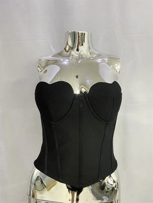 Heart Strapless Crop Corset Top